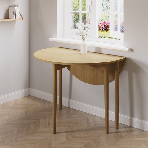Small round oak folding drop - round,