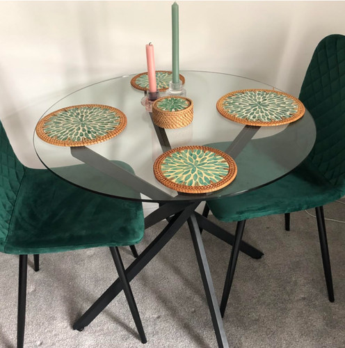 Round glass dining table - round,