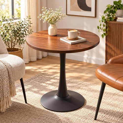 Round walnut dining - 20-in,