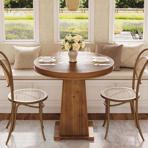Solid wood round dining table - wood,