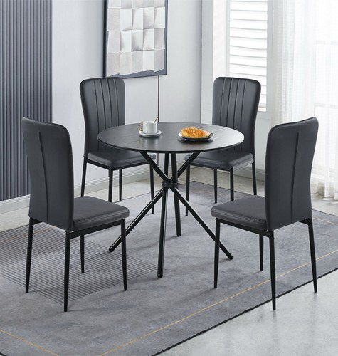 Dining set small black round - dining,