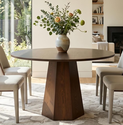 Round solid wood dining - round,