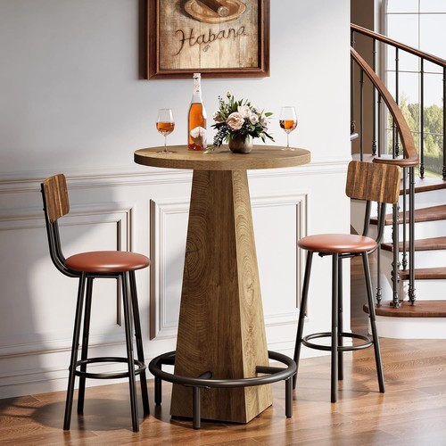 Round bar table - round, high