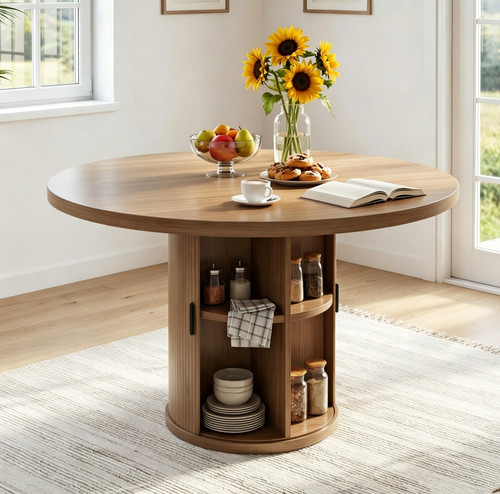 Solid wood round dining - wood,